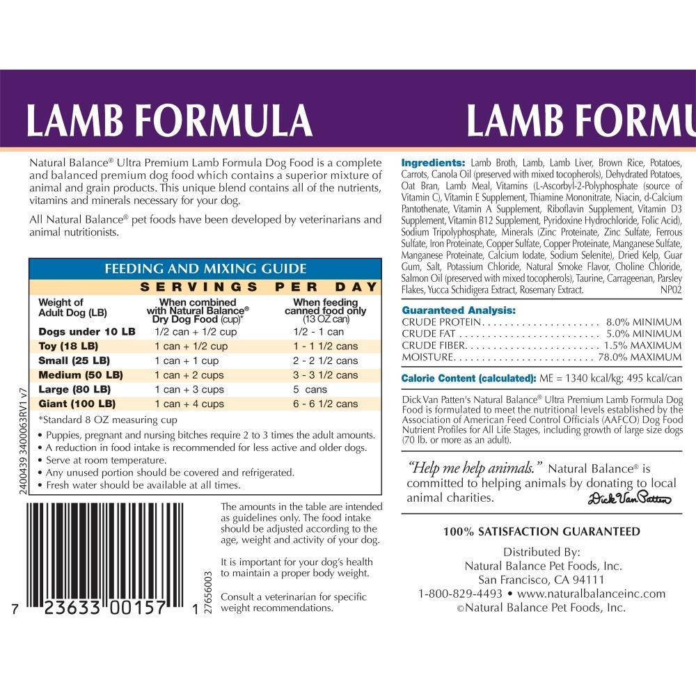 natural balance dog food ultra Natural Balance Ultra Premium Lamb Formula Canned Dog Food - Philadelphia,  PA
