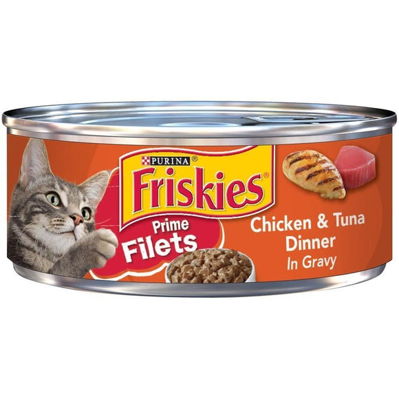 Friskies Prime Filets Chicken & Tuna Dinner in Gravy Canned Cat Food