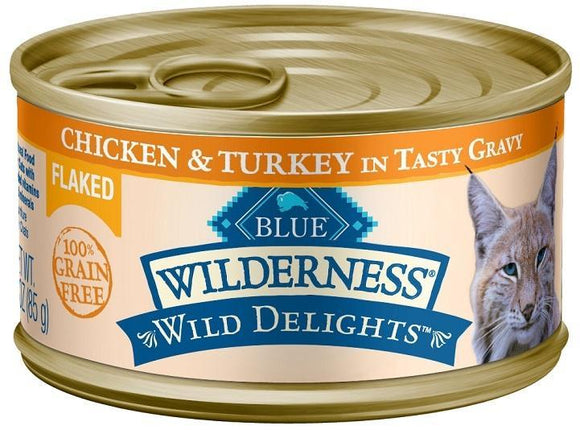 Blue Buffalo BLUE Wilderness Wild Delights Flaked Chicken and Turkey Recipe Canned Cat Food