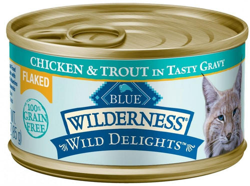 Blue Buffalo Wilderness Wild Delights Grain Free Flaked Chicken and Trout Canned Cat Food