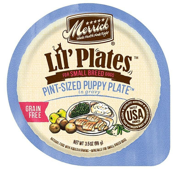 Merrick Lil' Plates Small Breed Grain Free Pint Size Puppy Plate in Gravy Dog Food Tray