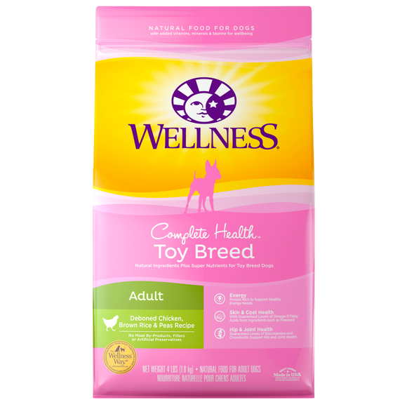 Wellness Toy Breed Complete Health Adult Deboned Chicken, Brown Rice & Peas Recipe Dry Dog Food