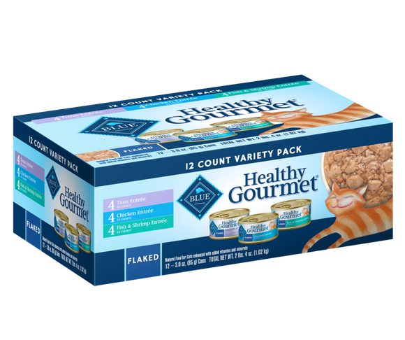 Blue Buffalo Healthy Gourmet Flaked Tuna, Chicken and Fish with Shrimp Variety Pack Canned Cat Food