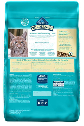Blue Buffalo Wilderness Grain Free Adult Indoor Hairball Chicken High Protein Dry Cat Food