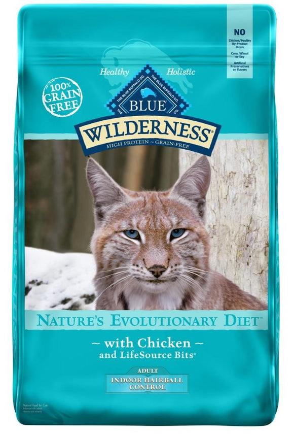 Blue Buffalo Wilderness Grain Free Adult Indoor Hairball Chicken High Protein Dry Cat Food