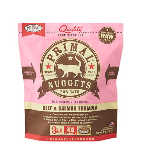 Primal Raw Frozen Feline Beef & Salmon Formula Nuggets